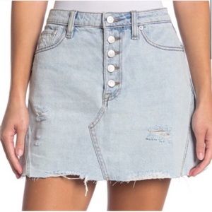 FREE PEOPLE Jean Button Down Denim Skirt NWT NEW EXTRA SMALL